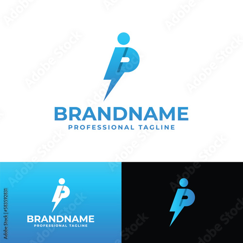 Letter IP Power Logo, suitable for any business with IP or PI initials.