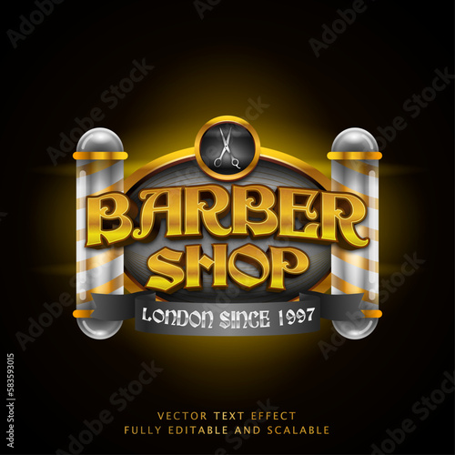 Elegan barber shop logo vector editable teks