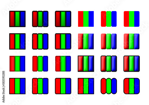 RGB Pixel monitor. Vector RGB Screen. Transparent PNG. No background. 