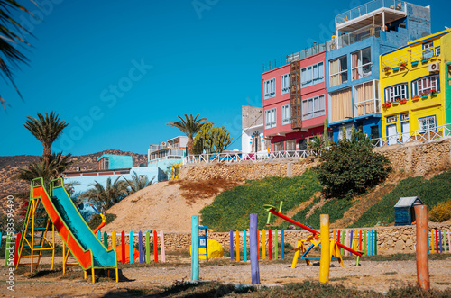 Aghroud small village with colourful fishermen