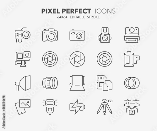 photography thin line icons