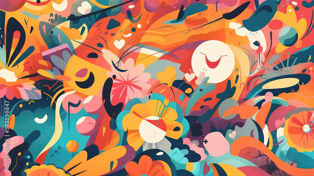 Joyful Abstract Background, Colors of Happiness, Joy and Positive Emotions, Generative AI