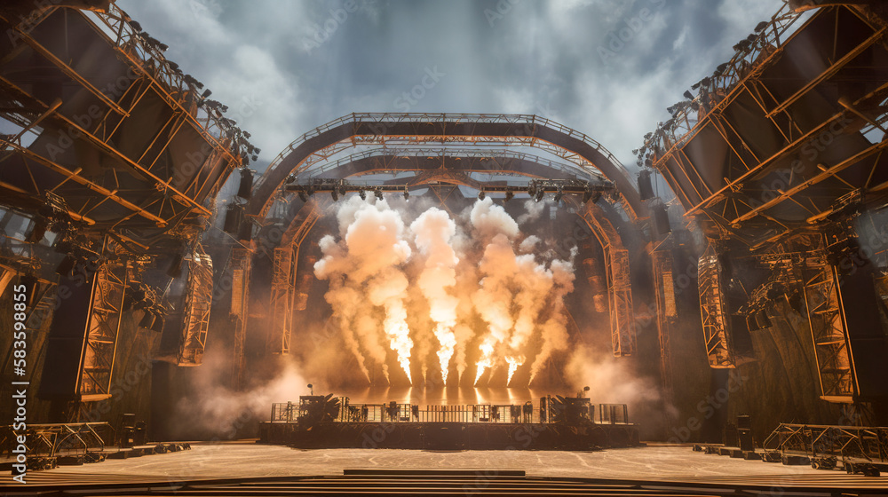 Creating a Sensational Concert Experience, Mesmerizing Combination of Fire and Smoke, Generative AI