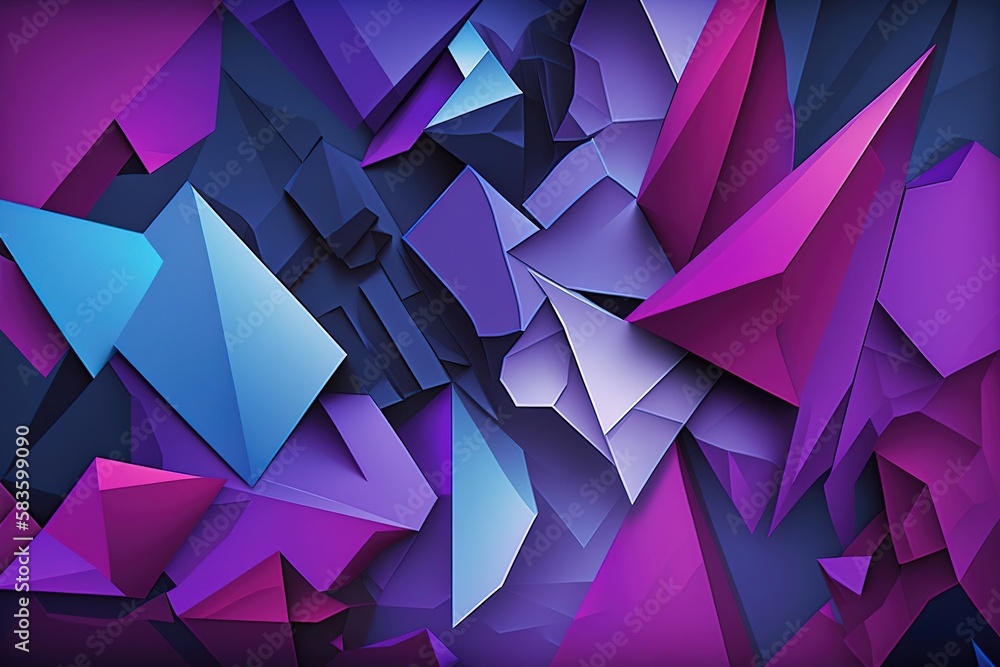 A geometric background with various shapes and patterns in shades of purple. Generative AI A geometric background with various shapes and patterns in shades of purple. Generative AI