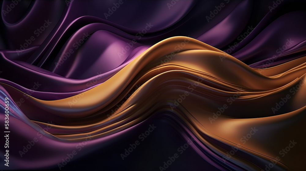 Abstract Background with Wave Bright Gold and Purple Gradient Silk Fabric background Abstract Background with Wave Bright Gold and Purple Gradient Silk Fabric background