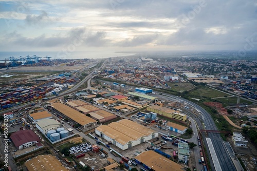 Bird's eye view of the Tema port in Ghana © Mannuel Narh/Wirestock Creators