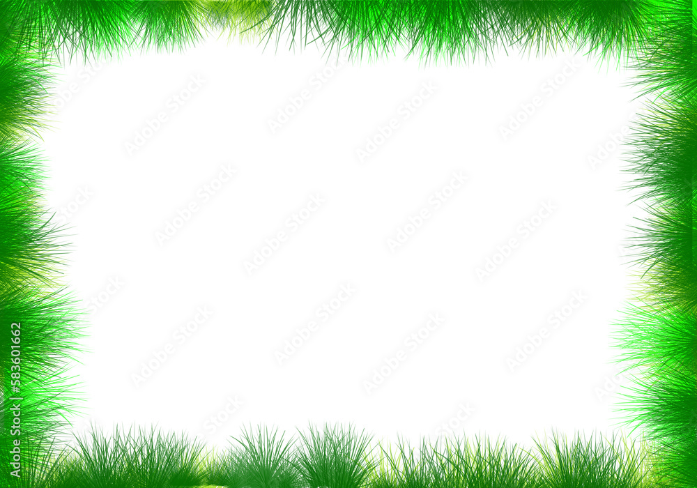 Grass frame with copy-space isolated on transparent background.