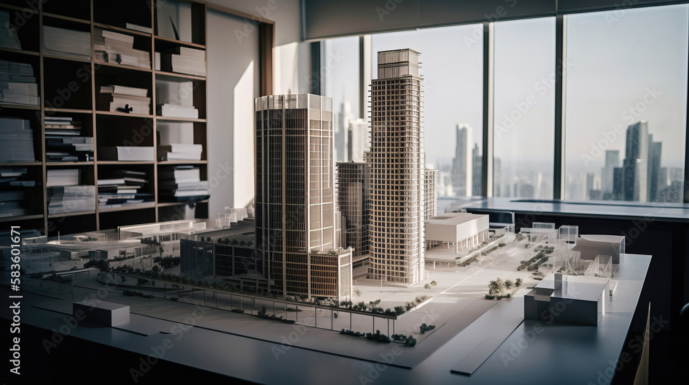 Naklejka premium Modern architectural bureau. generative AI