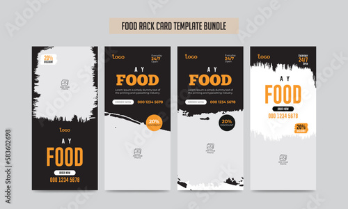 Food Menu Rack Card Template Bundle Restaurant Dl Flyer 