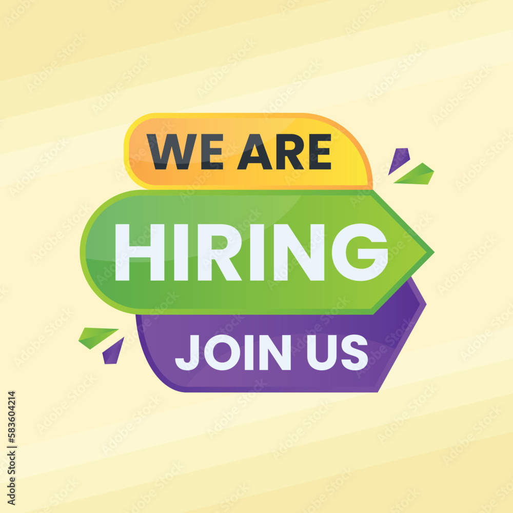 colorful we are hiring join us announcement banner vector colorful we are hiring join us announcement banner vector