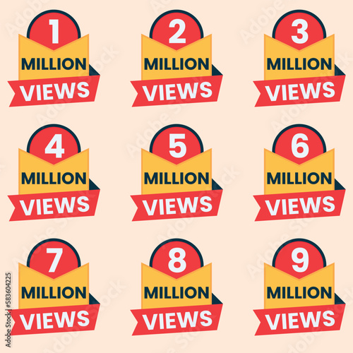 million views sticker label clipart 1m views to 9m views thank you