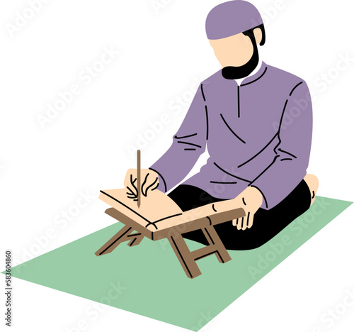 CLEAN VECTOR MUSLIM MAKE A PRAYER DUA AND SALAH