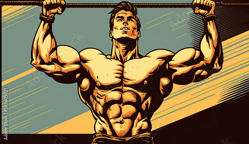 bodybuilder doing pull ups