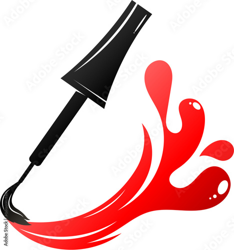 Brush and blob of red nail polish. Design for nail salon and manicurist