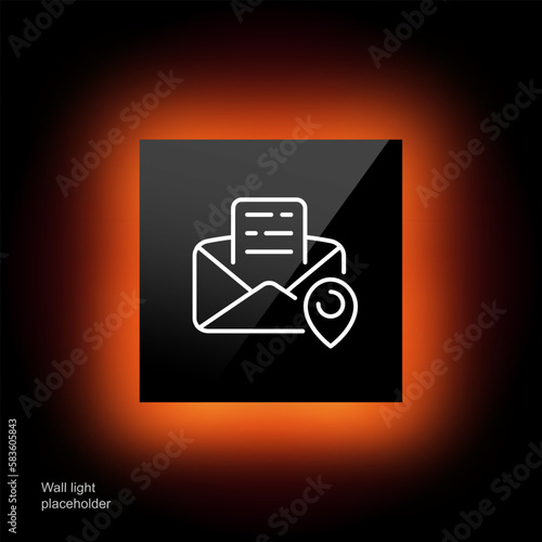 Mail line icon. Letter, envelope, pointer, addressee, sender correspondence, letters, send message. Communication concept. Glassmorphism style. Vector line icon for Business and Advertising