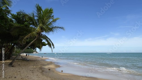 View of Praia Do Espelho beach, a famous tourist destination of Caraiva, the coast of the Brazilian northeast. Porto Seguro - Bahia, Brazil.