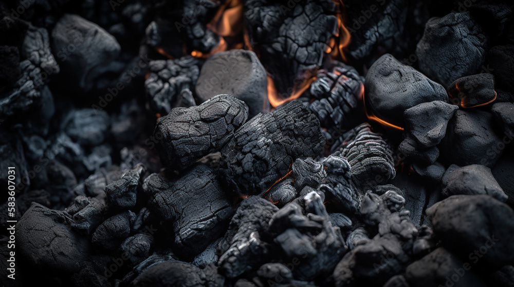 Charcoal for Barbecue Background With Flames. Generative Ai