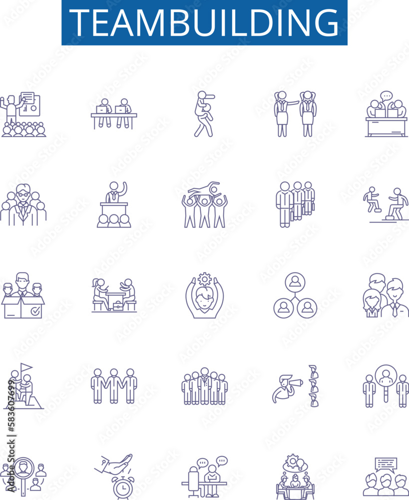 Teambuilding line icons signs set. Design collection of Teamwork ...