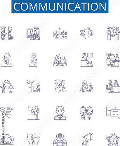Communication line icons signs set. Design collection of Speech, Writing, Listening, Signals, Conversation, Networking, Conversation, Expression outline concept vector illustrations