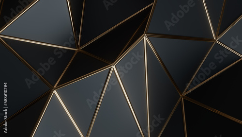 Black and gold 3d abstract background. Abstract background for presentation template. Parametric Low poly triangle.