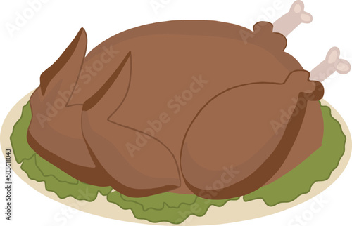 Delicious roasted chicken iftar party ramadan vector illustration