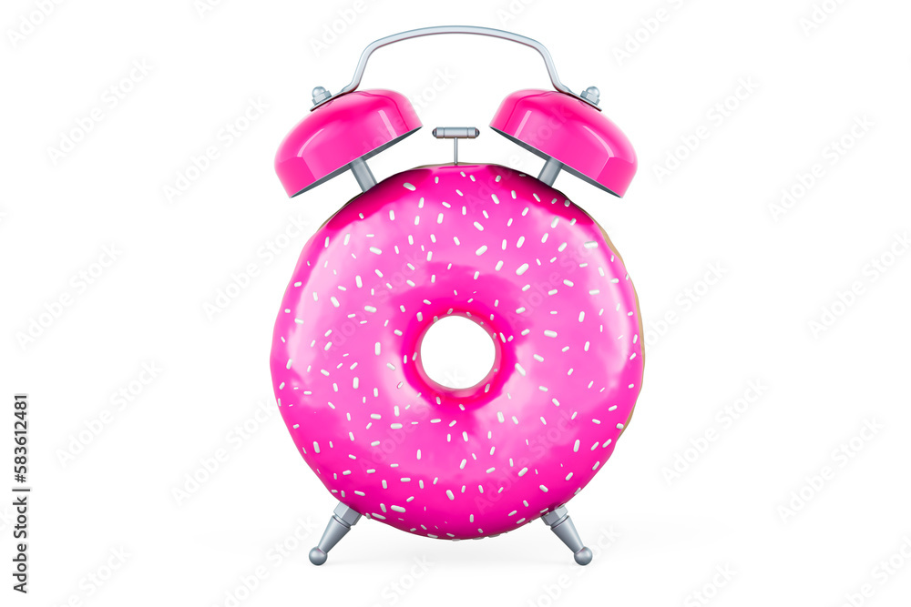 Donut as alarm clock, 3D rendering Donut as alarm clock, 3D rendering