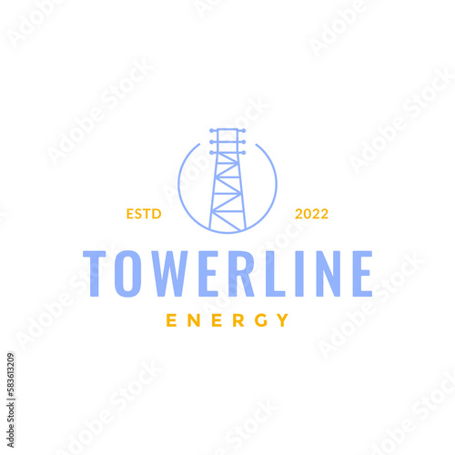 steel tower energy geometric circle line simple logo design vector
