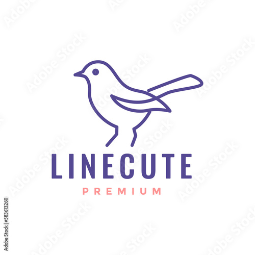 exotic bird little modern minimal line simple logo design vector