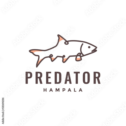 river predator fish hampala line art colorful logo design vector photo