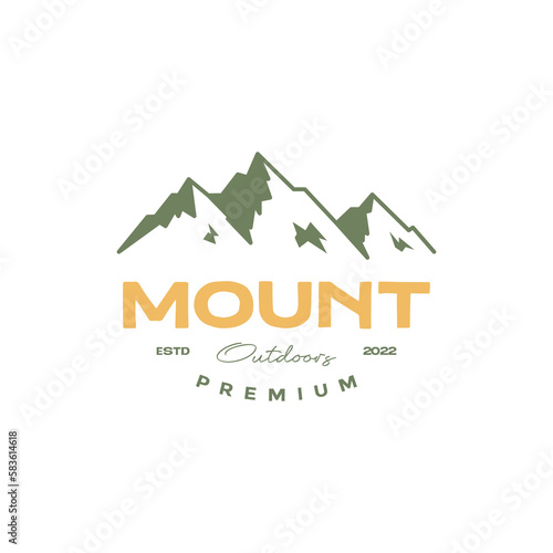 mountain hiking outdoor vintage simple logo design vector