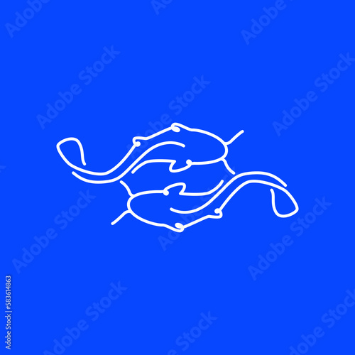 yin and yang fish catfish taste food fried line modern minimal logo design vector