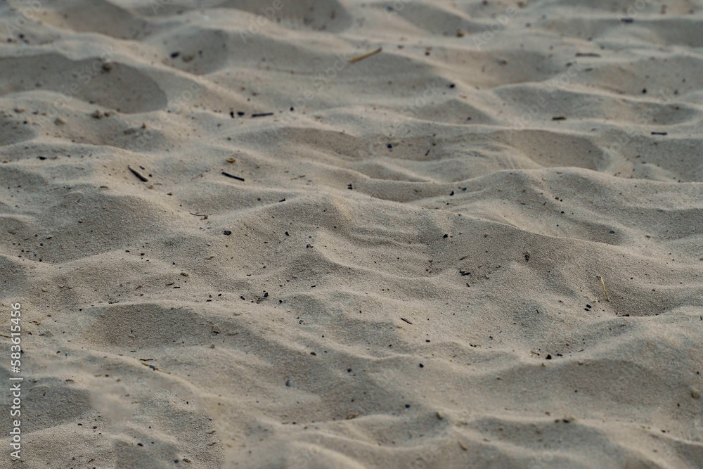 Natural beach sand with particles of garbage. Dirty sand on the beach. Texture of beach sand Natural beach sand with particles of garbage. Dirty sand on the beach. Texture of beach sand
