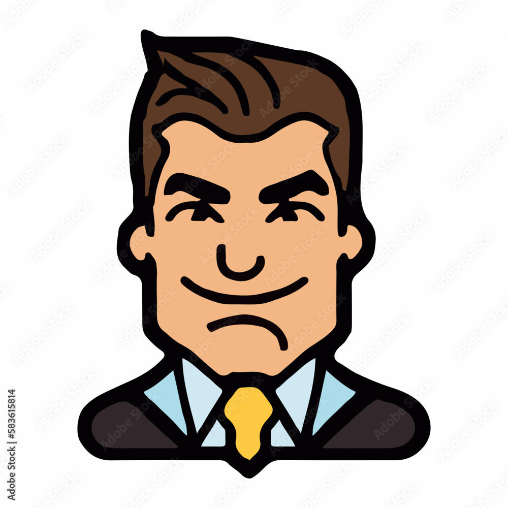 Positive face business man upper body icon vector illustration Positive face business man upper body icon vector illustration