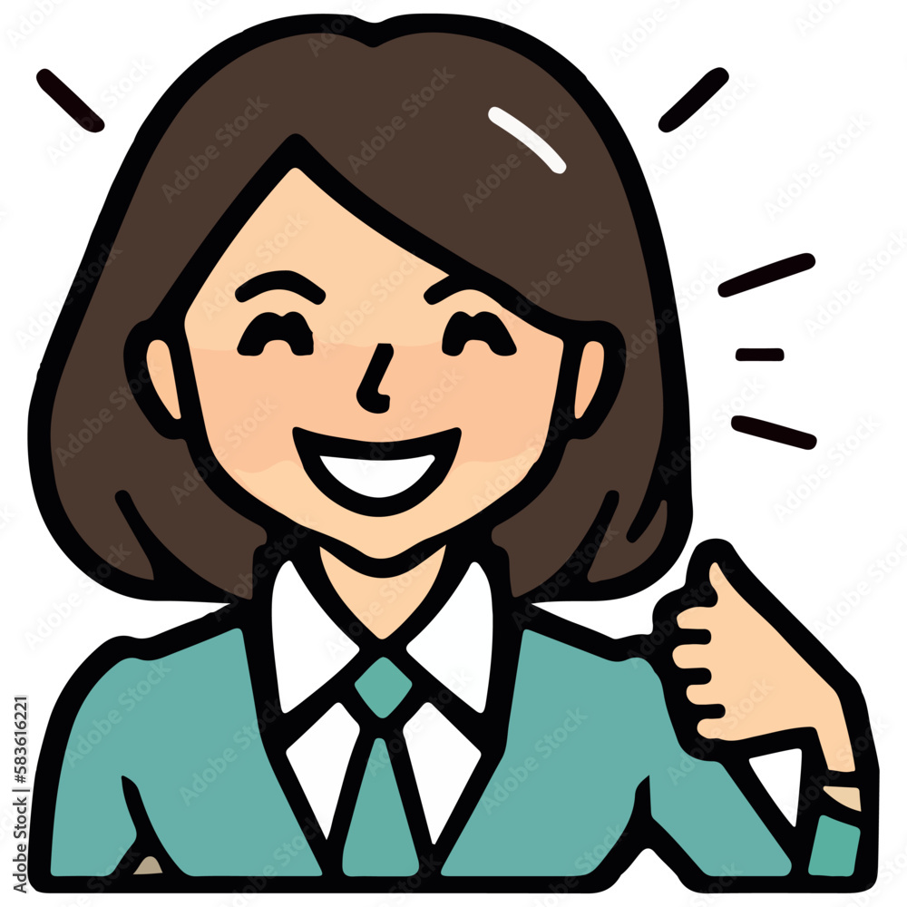 Positive face business woman upper body icon vector illustration Positive face business woman upper body icon vector illustration