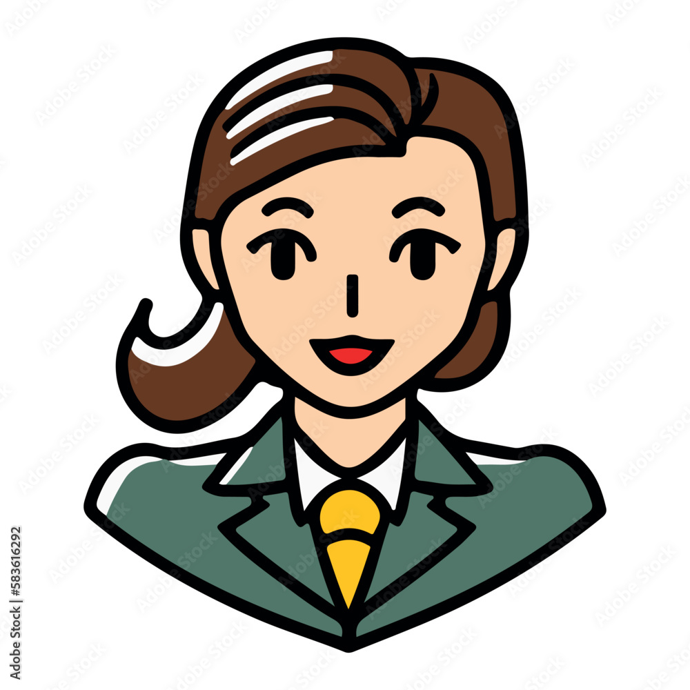 Positive face business woman upper body icon vector illustration Positive face business woman upper body icon vector illustration