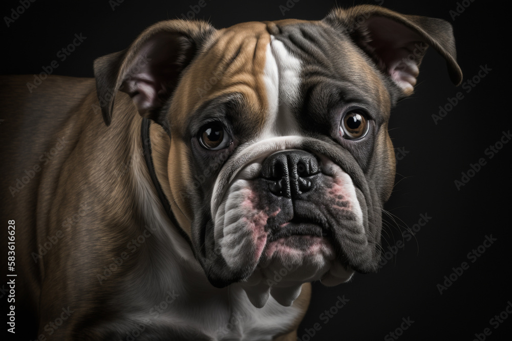 Majestic Bulldog: Capturing the Strength and Beauty of the Bulldog Breed on a Dark Background