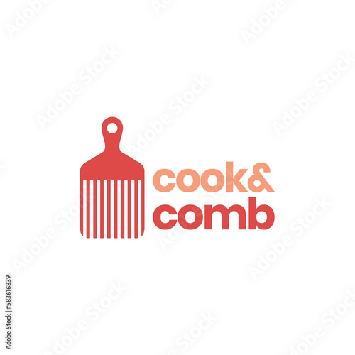 fashion comb cutting board kitchen cooking food logo design vector