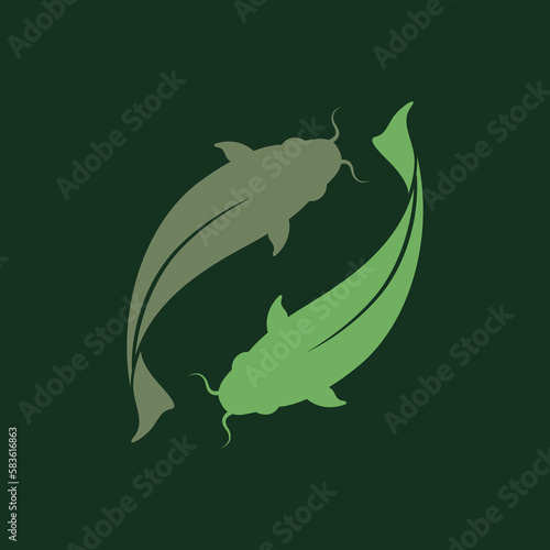 yin and yang catfish taste spicy street food colorful logo design vector