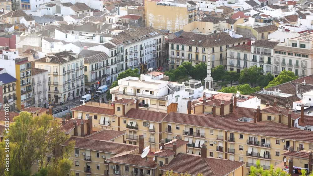 Malaga view and architecture from the Gibralfaro viewpoint in Malaga, capital of the Province of Malaga, in the autonomous community of Andalusia, Spain Malaga view and architecture from the Gibralfaro viewpoint in Malaga, capital of the Province of Malaga, in the autonomous community of Andalusia, Spain
