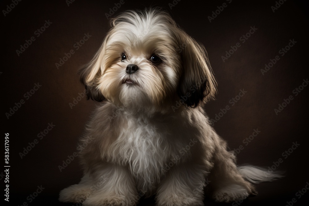 Discover the Charm of Shih Tzu Dogs: A Captivating Image of a Purebred on a Dark Background Discover the Charm of Shih Tzu Dogs: A Captivating Image of a Purebred on a Dark Background