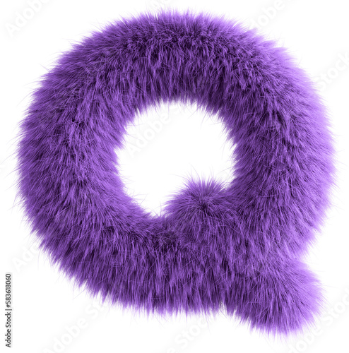 Purple 3D Fluffy Letter Q