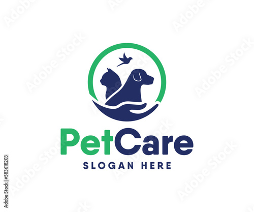 Pet care logo design. Animal care Logo design template