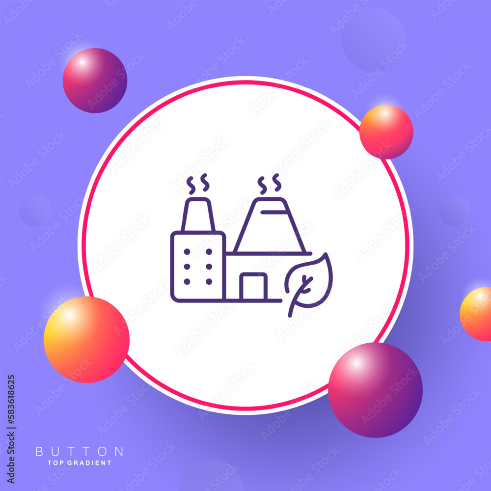 Plant line icon. Factory, keaf, ecology, works, mill, facility, environmental pollution, environmentally friendly. Save the planet concept. Vector line icon for Business and Advertising