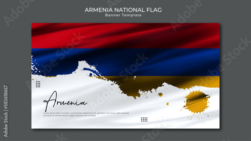 illustration of waving Armenia flag silk grunge background	