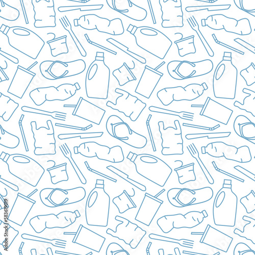 seamless pattern with plastic garbage - vector illustration