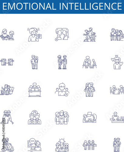Emotional intelligence line icons signs set. Design collection of Affective, Sensitivity, Compassion, Judgement, Self Actualization, Self Awareness, Mentoring, Social Skills outline concept vector