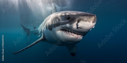 grand requin blanc dans son   l  ment naturel  regard droit - generative ai