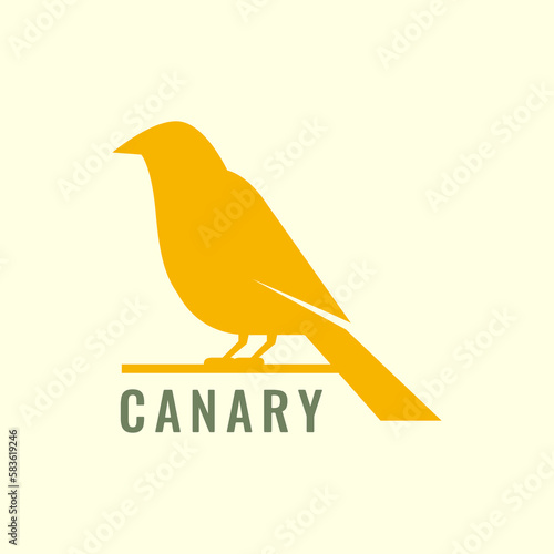 bird perched sing forest canary isolated modern logo design vector