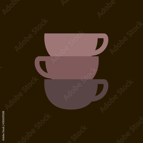 cup of coffee piled up chocolate drink taste smell logo design vector