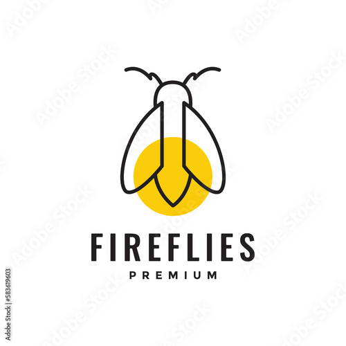 animal insect fireflies shine light geometric line art modern logo design vector